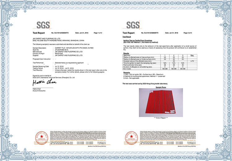 flammibility of nylon carpet tiles BS4790