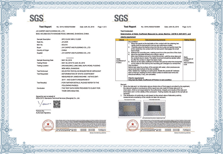 SPC-slip resistance of  ASTMD 2047-1